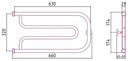 Полотенцесушитель водяной Сунержа Гусли 32 x 65 см, 00-0009-3265, хром - фото 114123