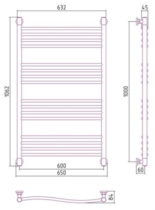 Полотенцесушитель водяной Сунержа Флюид+ 100х60 - фото 114133