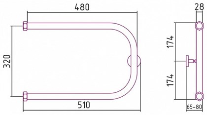 Полотенцесушитель водяной Сунержа П-образный 32 x 50 см, 00-0003-3250, хром - фото 114136