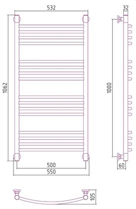 Полотенцесушитель водяной Сунержа Богема+ 100х50 - фото 114141