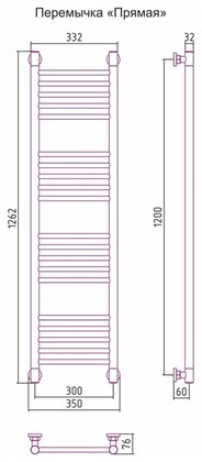 Полотенцесушитель водяной Сунержа Богема+ 120 x 30 см, 00-0220-1230, прямые перемычки, хром - фото 114147