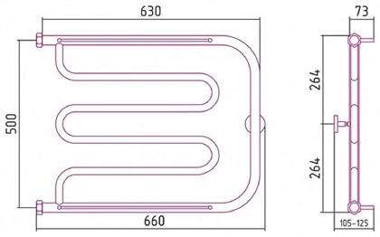 Полотенцесушитель водяной Сунержа Лира 50 x 65 см, с 2-мя полками, 00-0012-5065, хром - фото 114164