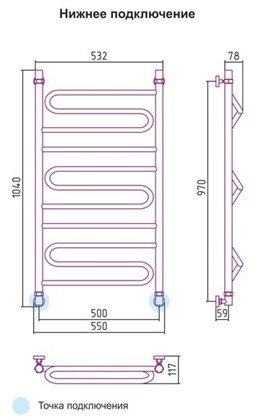 Полотенцесушитель водяной Сунержа Элегия 100х50 - фото 114168