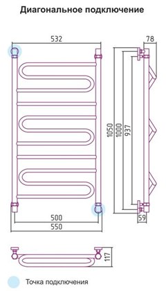 Полотенцесушитель водяной Сунержа Элегия 100х50 - фото 114169