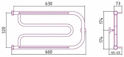 Полотенцесушитель водяной Сунержа Гусли 32 x 65 см, с 2-мя полками, 00-0010-3265, хром - фото 114174