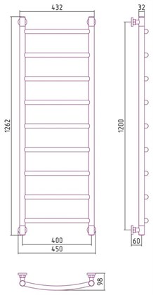 Полотенцесушитель водяной Сунержа Галант+ 120 x 40 см, 00-0200-1240, хром - фото 114184
