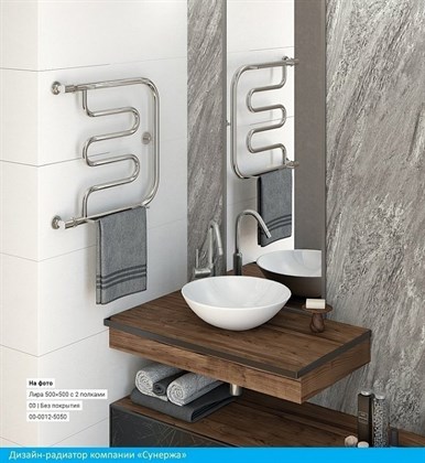 Полотенцесушитель водяной Сунержа Лира 60 x 60 см, с 2-мя полками, 00-0012-6060, хром - фото 114187