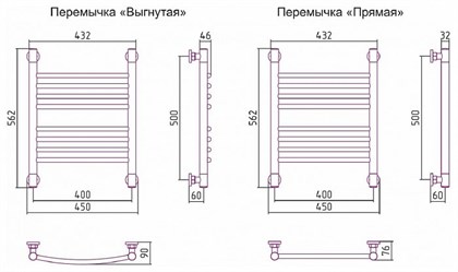 Полотенцесушитель водяной Сунержа Богема+ 50 x 40 см, 00-0220-5040, прямые перемычки, хром - фото 114200