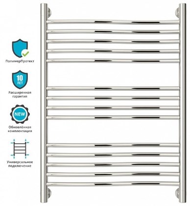Полотенцесушитель водяной Сунержа Флюид+ 80 x 60 см, 00-0222-8060, хром - фото 114230