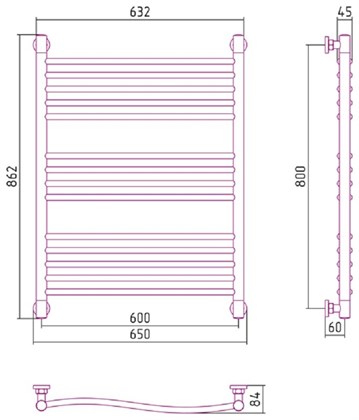 Полотенцесушитель водяной Сунержа Флюид+ 80 x 60 см, 00-0222-8060, хром - фото 114231