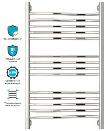 Полотенцесушитель водяной Сунержа Флюид+ 80 x 50 см, 00-0222-8050, хром - фото 114246