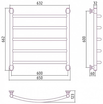 Полотенцесушитель водяной Сунержа Галант+ 60 x 60 см, 00-0200-6060, хром - фото 114253