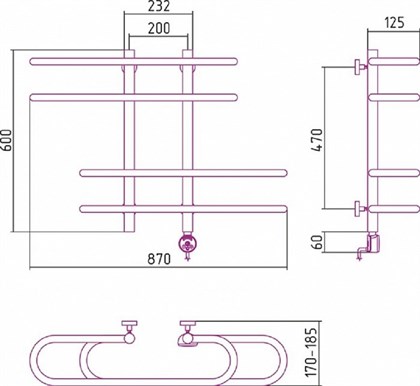 Полотенцесушитель электрический Сунержа Фурор 60 x 90 см, ТЭН слева/справа, хром - фото 114258