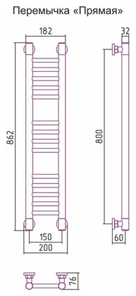 Полотенцесушитель водяной Сунержа Богема+ 80 x 15 см, 00-0220-8015, хром - фото 114281