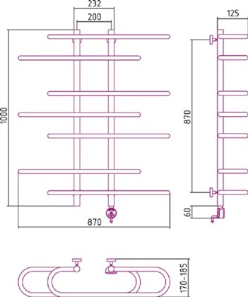 Полотенцесушитель электрический Сунержа Фурор-Ёлочка 100 x 90 см, ТЭН слева/справа, хром - фото 114307