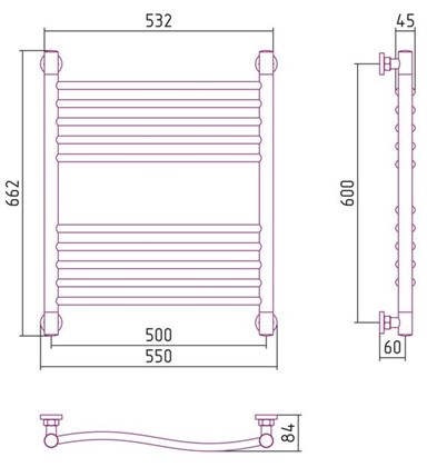 Полотенцесушитель водяной Сунержа Флюид+ 60х50 - фото 114315