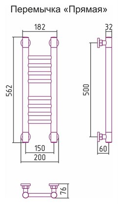 Полотенцесушитель водяной Сунержа Богема+ 50 x 15 см, 00-0220-5015, хром - фото 114329