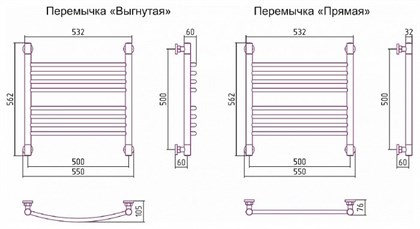 Полотенцесушитель водяной Сунержа Богема+ 50 x 50 см, 00-0220-5050, прямые перемычки, хром - фото 114336