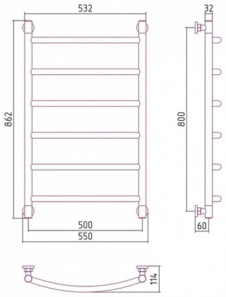 Полотенцесушитель водяной Сунержа Галант+ 53,2 x86,2 см, без покрытия - фото 114345