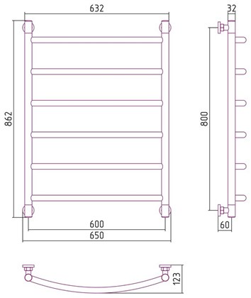 Полотенцесушитель водяной Сунержа Галант+ 80 x 60 см, 00-0200-8060, хром - фото 114350