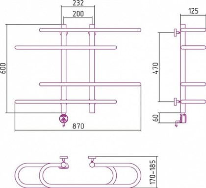 Полотенцесушитель электрический Сунержа Фурор-Ёлочка 60 x 90 см, ТЭН слева/справа, хром - фото 114413