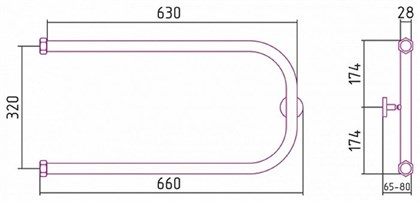Полотенцесушитель водяной Сунержа П-образный 32 x 65 см 00-0003-3265, хром - фото 114422