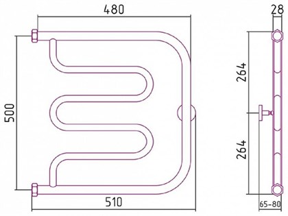 Полотенцесушитель водяной Сунержа Лира 50 x 50 см, 00-0011-5050, хром - фото 114428