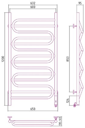 Полотенцесушитель электрический Сунержа Иллюзия 120 x 60 см, 00-0545-1260, ТЭН справа, хром - фото 114452