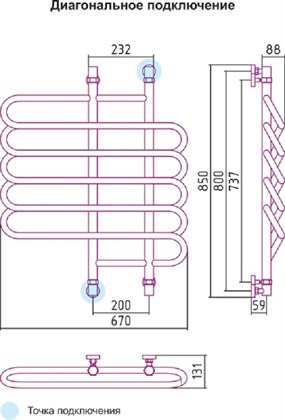 Полотенцесушитель водяной Сунержа Шарм 80 x 70 см, 00-0111-8070, хром - фото 114462