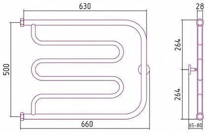 Полотенцесушитель водяной Сунержа Лира 50 x 65 см, 00-0011-5065, хром - фото 114471