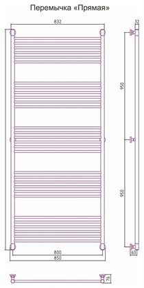 Полотенцесушитель водяной Сунержа Богема+ 190 x 80 см, 00-0220-1980, хром - фото 114477