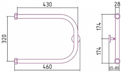 Полотенцесушитель водяной Сунержа П-образный 32 x 45 см, 00-0003-3245, хром - фото 114487