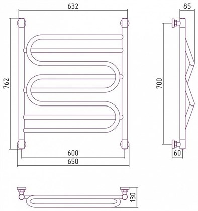 Полотенцесушитель водяной Сунержа Иллюзия+ 70 х 60 см, 00-0210-7060, хром - фото 114501
