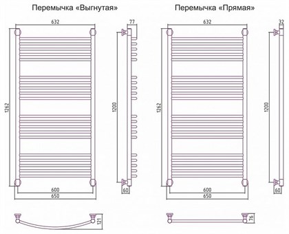 Полотенцесушитель водяной Сунержа Богема+ 120 x 60 см, 00-0221-1260, хром - фото 114538