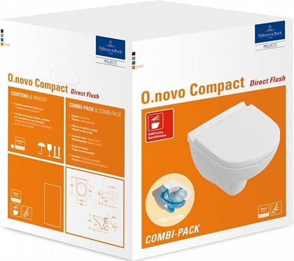 Унитаз подвесной Villeroy & Boch O.novo 5688HR01 безободковый с сиденьем Soft-Close альпийский белый - фото 116374