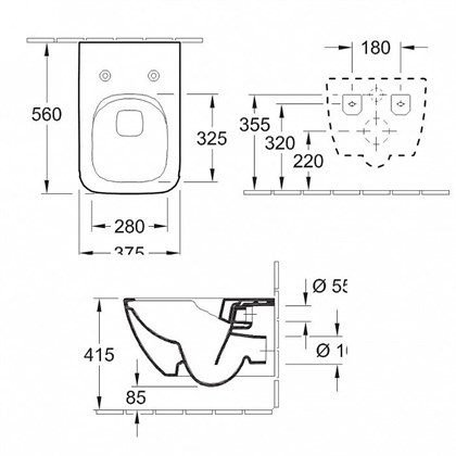 Унитаз подвесной Villeroy & Boch Venticello 4611R0R1 - фото 116425