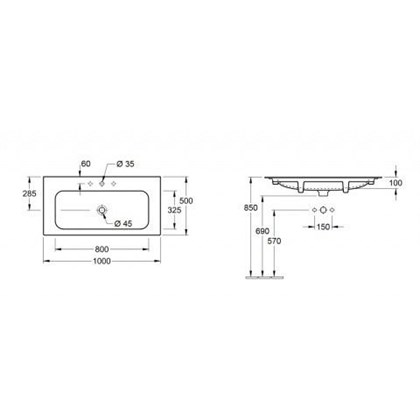 Раковина Villeroy&Boch Finion 4164 A0 R1 100x50 см - фото 116600