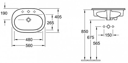 Раковина Villeroy&Boch O.novo 4161 5601 56x405 см встраиваемая - фото 116692