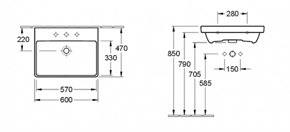 Раковина Villeroy&Boch Avento 41586001 60 см alpin - фото 116775