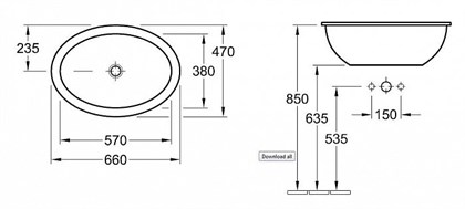 Раковина Villeroy&Boch Loop&Friends 6155 30 встраиваемая сверху 66x47 см - фото 116785