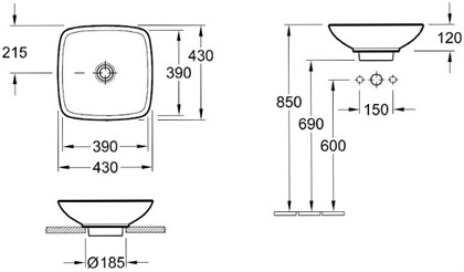 Раковина Villeroy&Boch Loop&Friends 5149 1001 альпийский белая с переливом - фото 116899