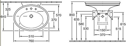 Раковина Villeroy&Boch Amadea 7185 75R1 75x57 см с 1 отверстием под смеситель - фото 116928