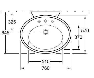 Раковина Villeroy&Boch Amadea 7185 A1R1 75x57 см с 3 отверстиями под смеситель - фото 116952