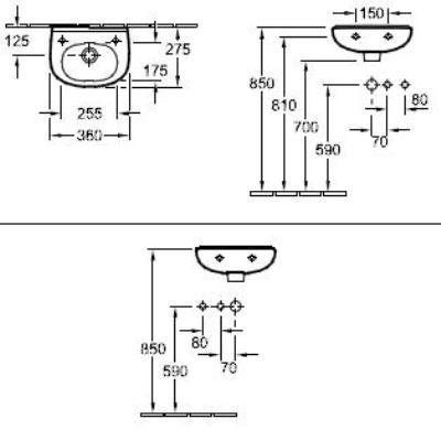 Раковина Villeroy&Boch O.novo 5360 3601 36x275 см - фото 116954