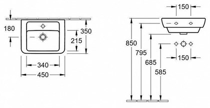 Раковина Villeroy&Boch Verity Design 5303 45 01 45x35 см - фото 116982