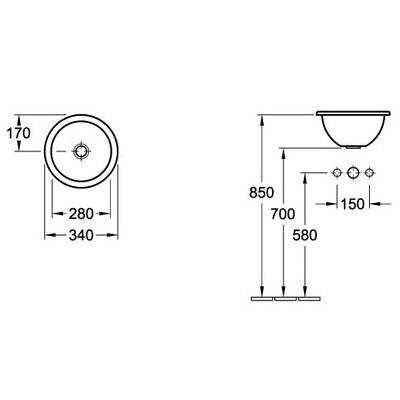 Раковина Villeroy&Boch Loop&Friends 34 см встраиваемая сверху - фото 117008