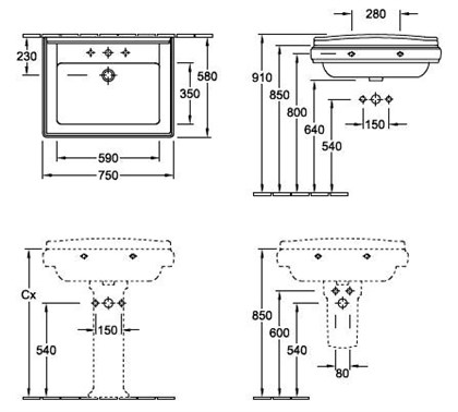 Раковина Villeroy&Boch Hommage 7101 65R1 alpin - фото 117032