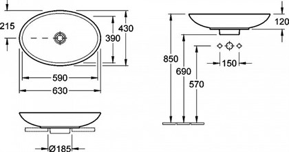 Раковина Villeroy&Boch Loop&Friends 5151 11R1 alpin CeramicPlus 63 см - фото 117056