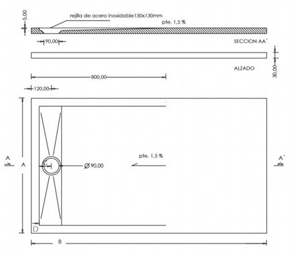 Душевой поддон Zenon Cover Stone Antracita 120х80 см - фото 117109