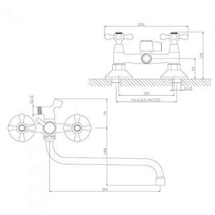 Смеситель Decoroom DR49 для ванны, DR49045 - фото 117166
